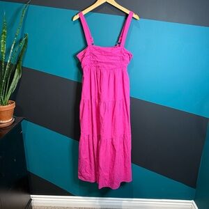 Pink Sleeveless Square Neck Sundress cotton